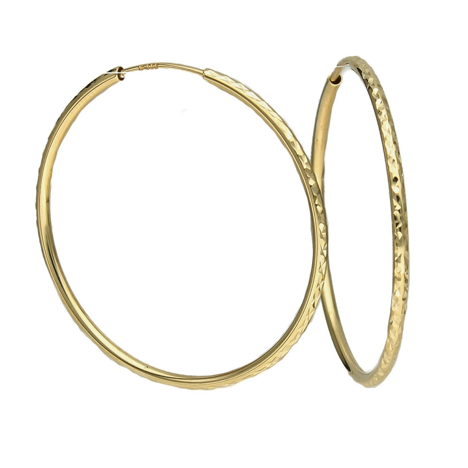 Złote kolczyki grawerowane koła 3 cm KL 9823A.jpg